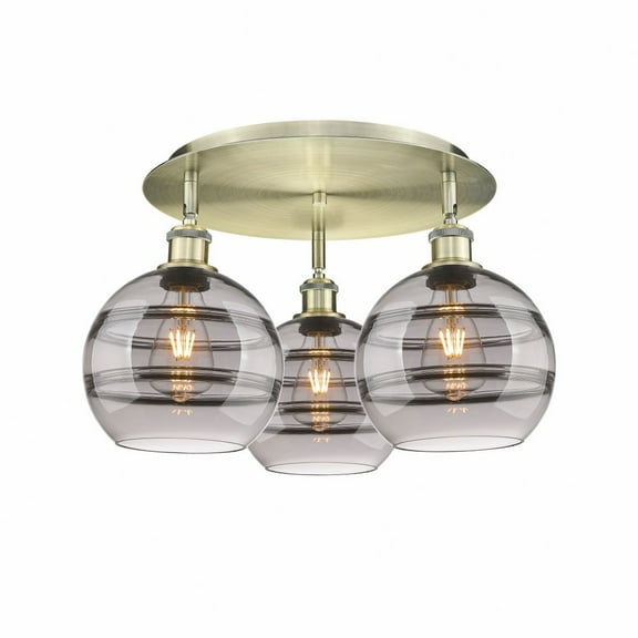 Innovations Lighting - Rochester - 3 Light Flush Mount In Industrial Style-10.88
