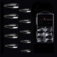 thumbnail image 1 of Puntas de uñas de ataúd largas transparentes, 100 piezas de uñas de ballet de cubierta completa falsas puntas de uñas acrílicas postizas 10 tamañosB-Uñas de aguja largas, 1 of 3