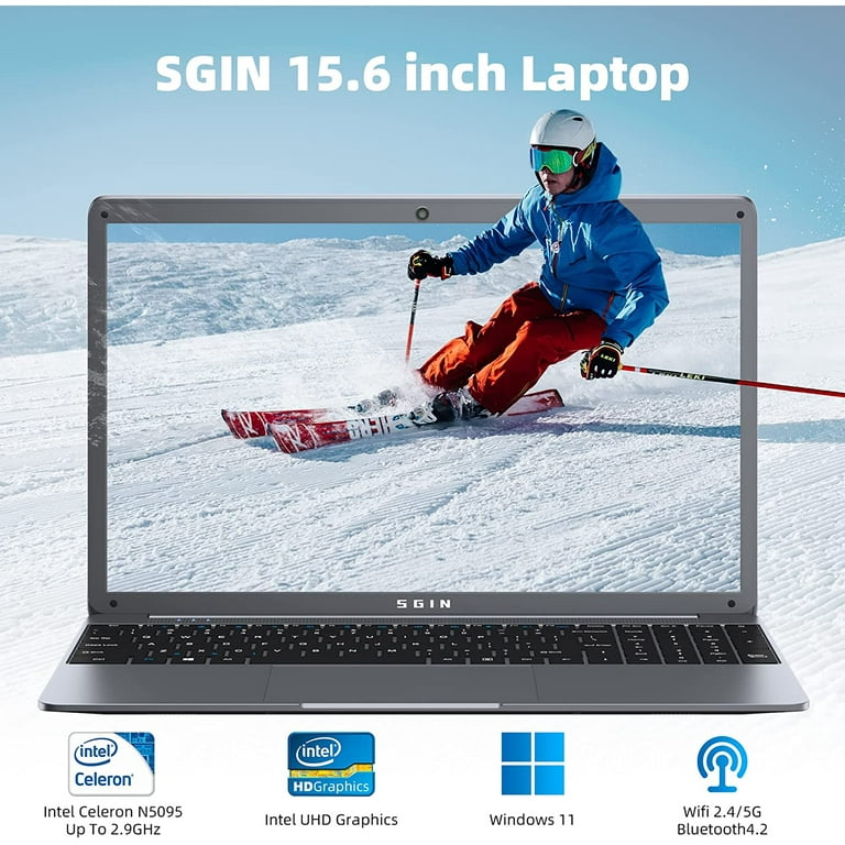 SGIN Laptop 15.6 Inch, 512GB SSD 12GB DDR4, Intel Celeron N5095(4M Cache,  up to 2.9 GHz), Windows 11 Laptops Computer with USB Type-C, IPS FHD 1080P
