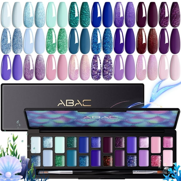 Set de esmaltes de uñas en gel ABAC Solid 24 colores con brocha Pro