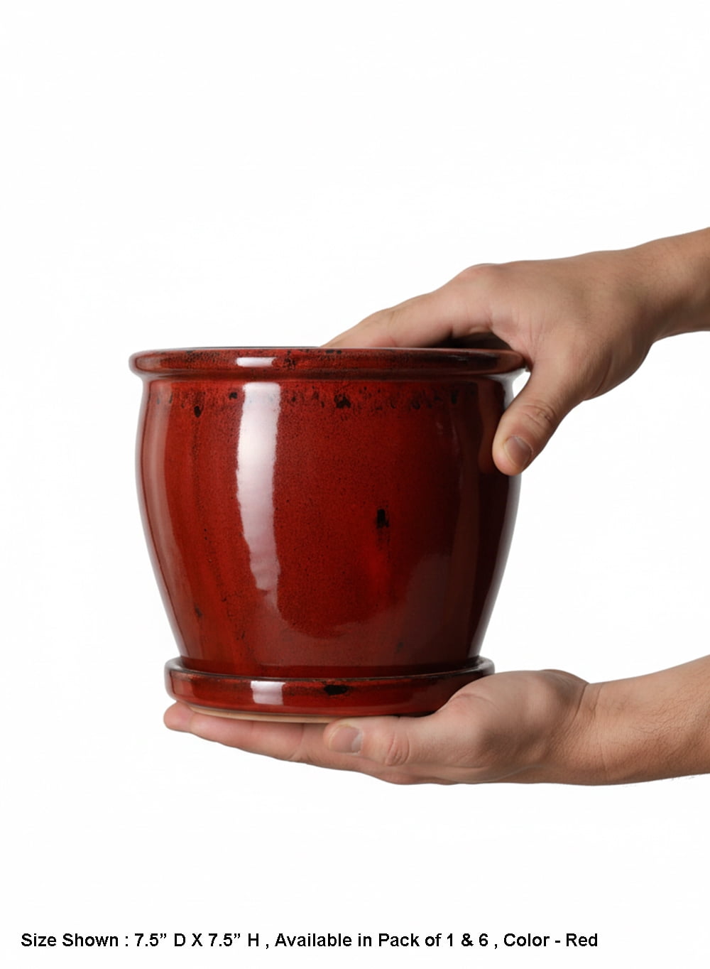 Serene Spaces Living 7" Sora Red Ceramic Planter