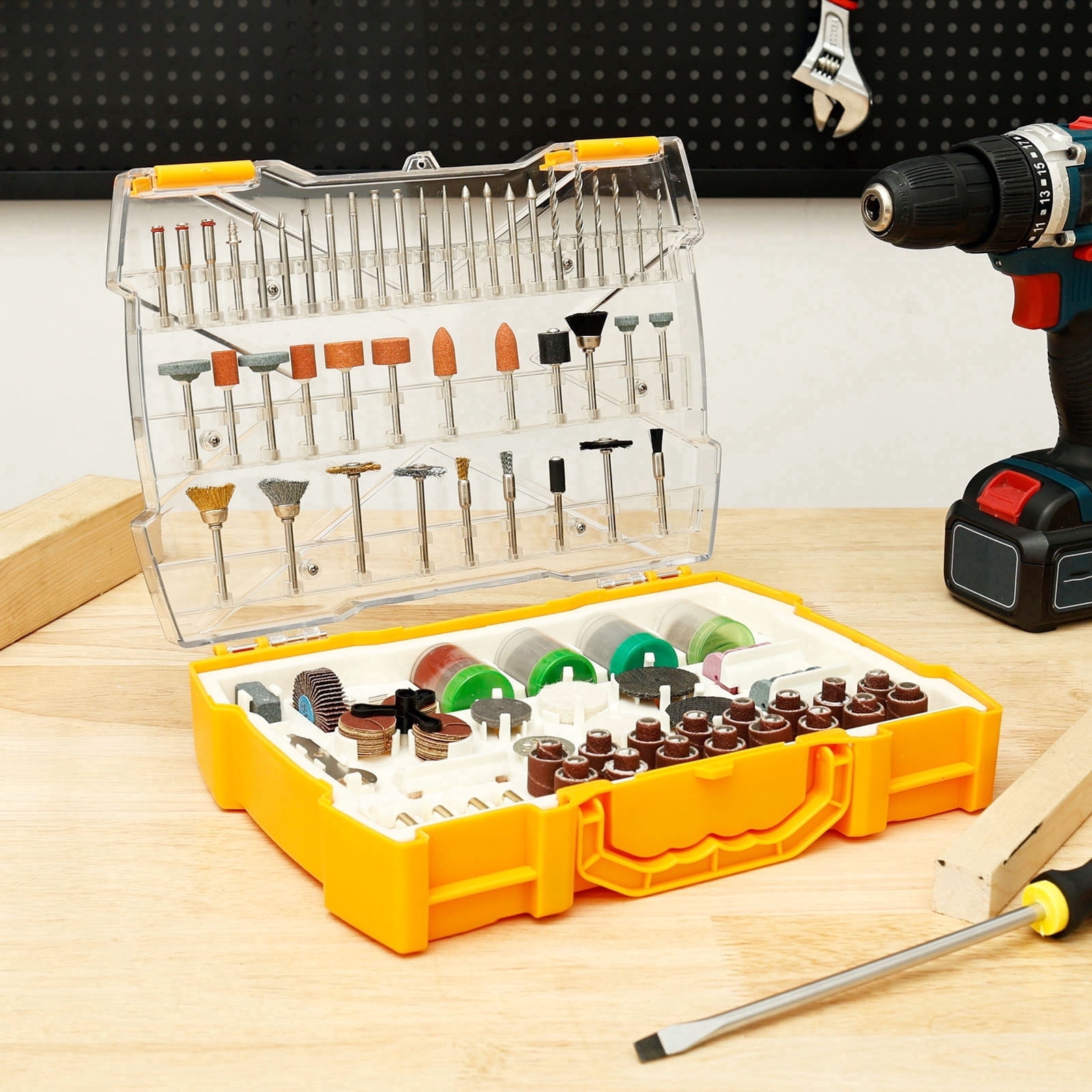 Tmwefusc 302Pcs Rotary Tool Accessories Kit, Rotary Tool Bits for Easy Cutting, Sanding, Grinding, Carving, Polishing, Drilling and Engraving