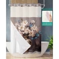 thumbnail image 2 of No Hook Shower Curtain with Snap in Liner, Oil Painting Pink Flowers in Vase Hotel Shower Curtains for Bathroom, Washable Shower Curtain Liner Set with Mesh Top Window, 36"x72", 2 of 6