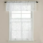 Carina 36" L,  2 Rod Pocket Window Curtain Tiers - White