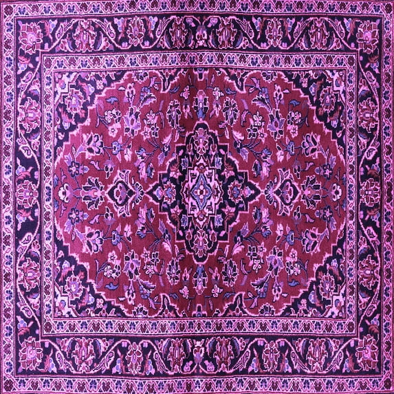 Ahgly Company Indoor Square Medallion Purple Traditional Area Rugs, 5' Square