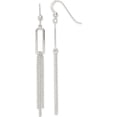 thumbnail image 1 of Sterling Silver Oval And Chain Dangle French Wire Earrings (67.6 X 5.6) Made In India qe16048, 1 of 5