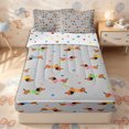 thumbnail image 2 of Erosebridal Striped Sweater Dachshund Zipper Twin Comforter Sets with Fitted Sheet and 2 Pillowcases,Pastel Polka Dot Secondary Motif Zipper Bedding Set,Light Gray White,4-Piece,Reversible, 2 of 6
