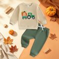 thumbnail image 2 of yboeqw Toddler Baby Boys Clothing Outfits 2 Piece Trendy Print Long Sleeve Round Neck T-Shirt and Relaxed Fit Pants Sets Dark Green,Size 18-24 Months, 2 of 7
