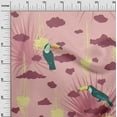 thumbnail image 3 of oneOone Rayon Medium Pink Fabric Tropical Toucan Bird With Clouds Sewing Craft Projects Fabric Prints By Yard 56 Inch Wide, 3 of 4