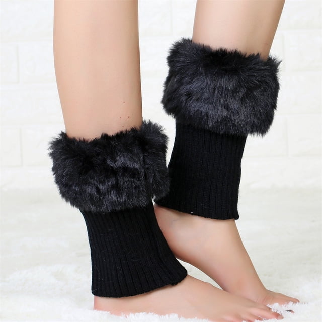 PEIXUN Women Autumn and Winter Short Turned Wool Warm Socks Boots Cover Knitting Wool Leg Protector