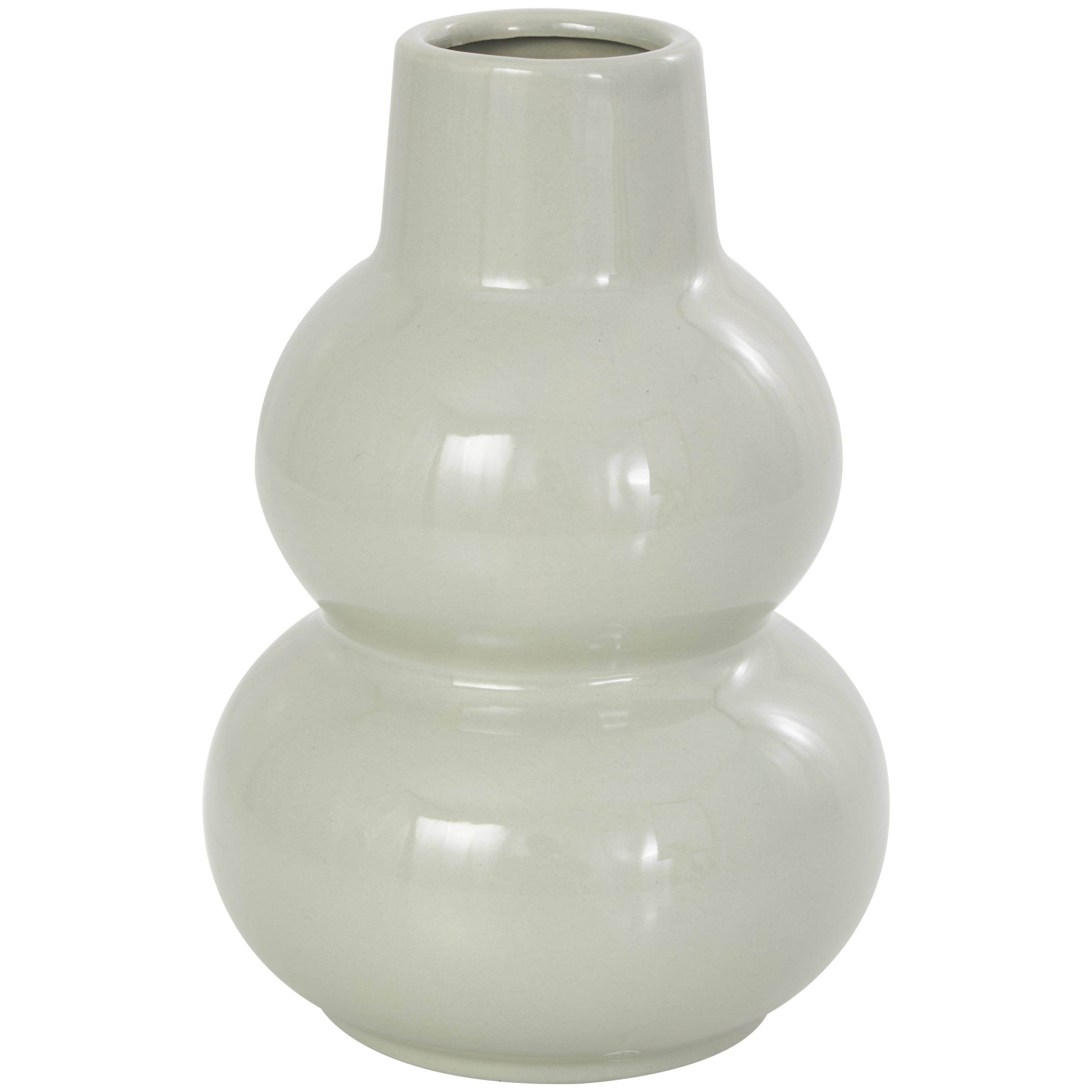 DecMode 5"W, 8"H Minimalistic Rounded Green Ceramic Vase with Varying Shapes, Set of 3
