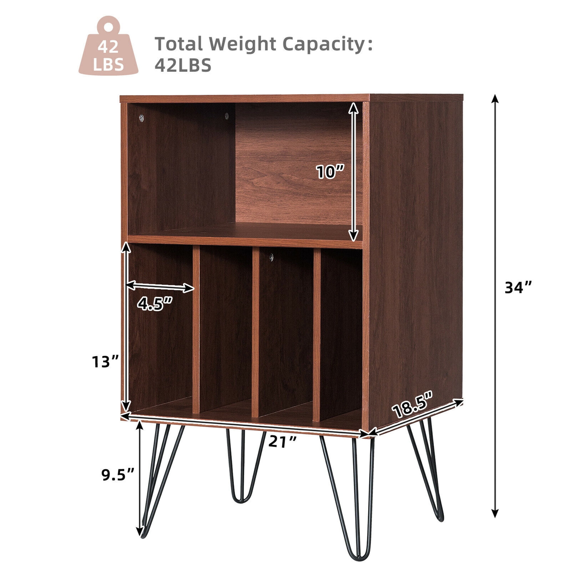 Gymax File Cabinet Display Bookshelf Bedroom with Split Storage Standing