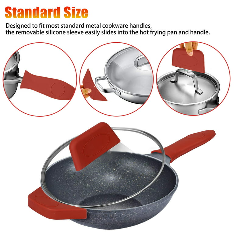 8pcs Silicone Hot Handle Holders, TSV Pot Handle Sleeve Non Slip Rubber Cover Set, Cast Iron Handle Cover, Non-Slip Pot Holder Sleeves for Kitchen