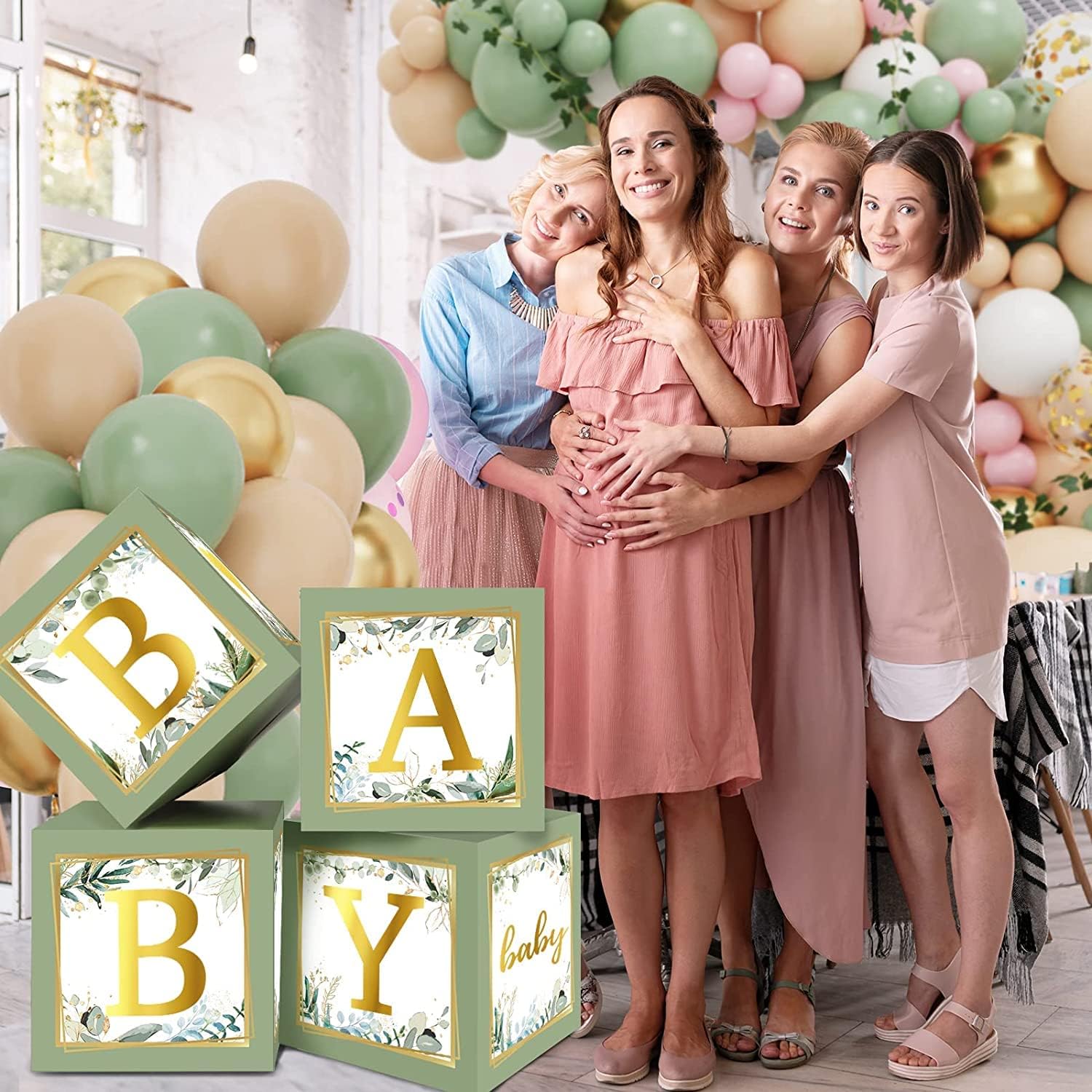 Happy Greetings Sage Green Baby Boxes Decoration Set, 4-Pack photo 5