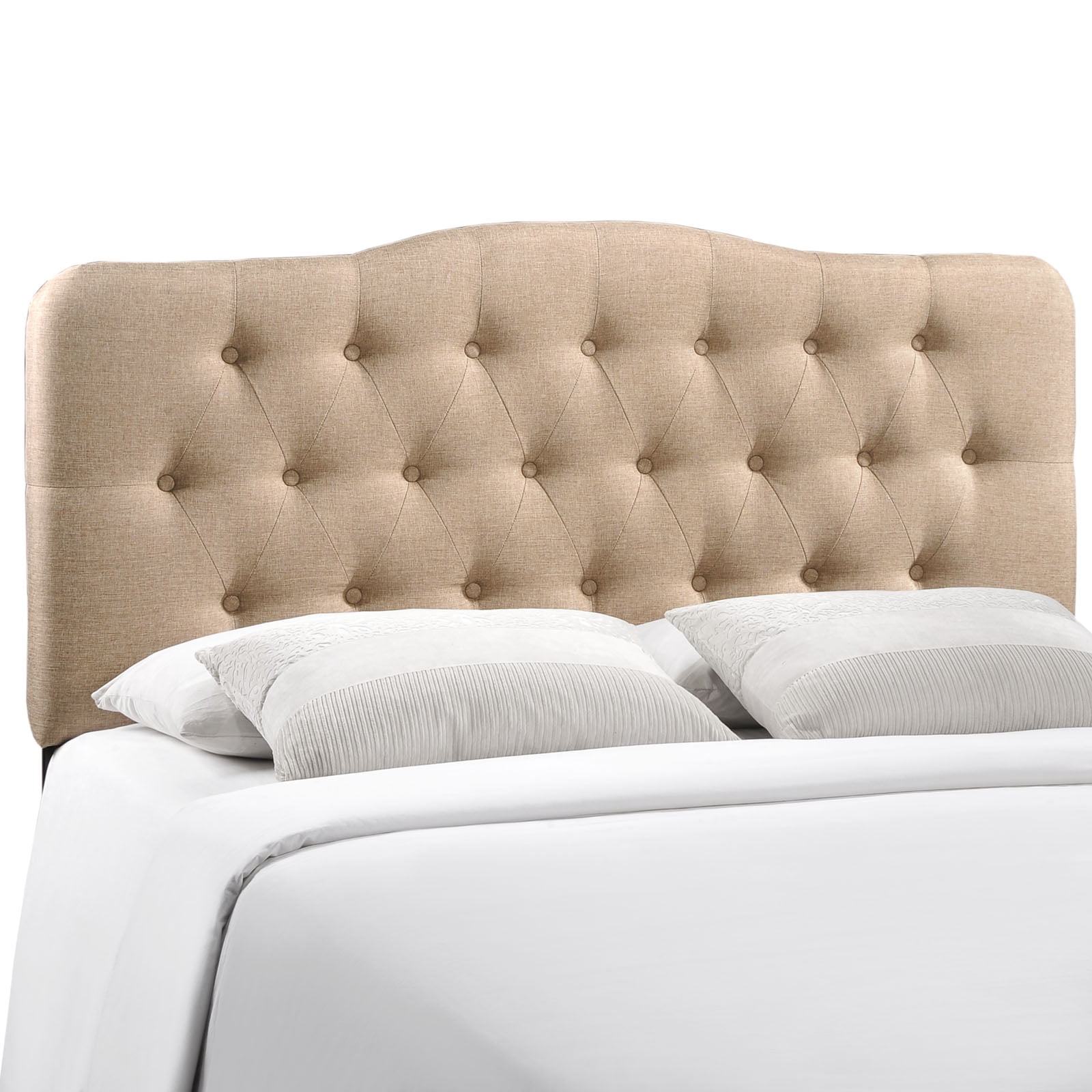Modern Contemporary King Size Fabric Headboard, Beige Fabric
