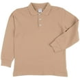 thumbnail image 3 of Leveret Boys Long Sleeve Cotton Polo Shirt Beige 12 Year, 3 of 4