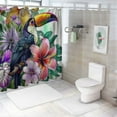 thumbnail image 7 of Orinice Fabric Bath Shower Curtain College Toucan Exotic Pink Bird Leaf Paradise Awaresome Lily Tropical Flowers Palm Nature Graphic Shower Curtains for Bathroom with 12 Hooks,  69x72, 7 of 7