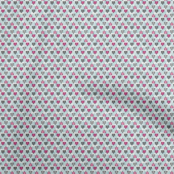 oneOone Cotton Flex Light Blue Fabric Kids Animal Craft Projects Decor Fabric Printed By The Yard 40 Inch Wide