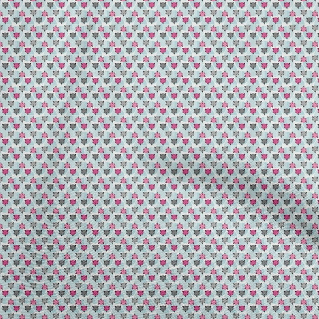 oneOone Polyester Spandex Light Blue Fabric Kids Animal Sewing Craft Projects Fabric Prints By Yard 56 Inch Wide