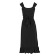thumbnail image 4 of Women's Elegant Midi Dress Sleeveless Ruffle Scoop High Waist A Line Flowy Wedding Cocktail Party Dresses with Belt, 4 of 7