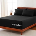 thumbnail image 3 of Extra Deep Pocket King Sheets - 6 Piece Sheet Set - Fits Up to 21 inches Thick Mattresses - Luxury Bedding Set - Breathable Bed Sheets & Pillowcases - Easy & Secure Fit - Black, King Size, 3 of 18