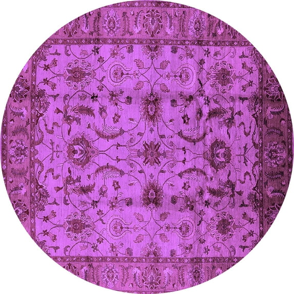 Ahgly Company Indoor Round Oriental Purple Traditional Area Rugs, 3' Round