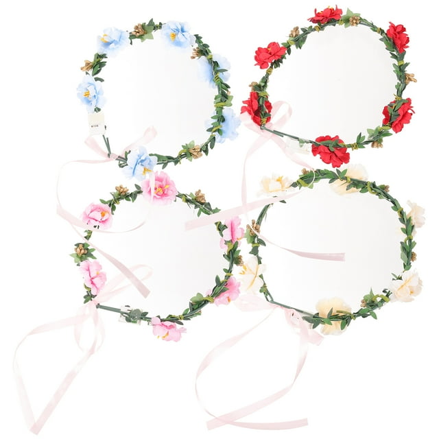 KAKOWELY 4 diademas iluminadas con flores y corona para mujer, ideal para cumpleaños