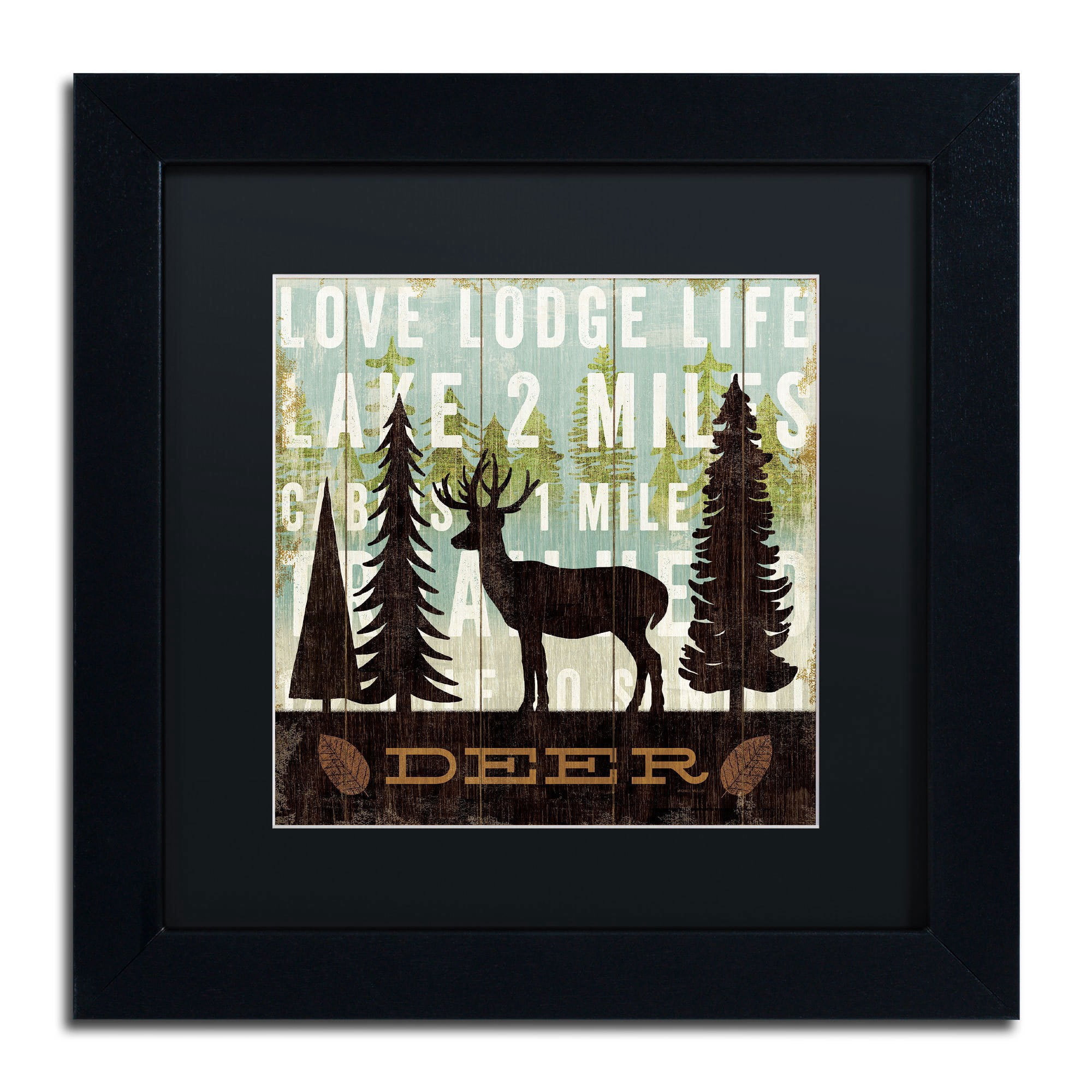 Trademark Fine Art "Simple Living Deer" Canvas Art by Michael Mullan, Black Matte, Black Frame