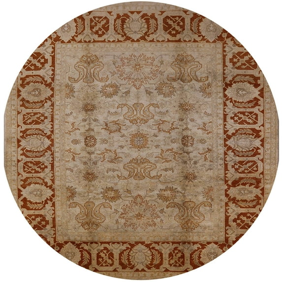 Ahgly Company Indoor Round Mid-Century Modern Mahogany Brown Oriental Area Rugs, 7' Round