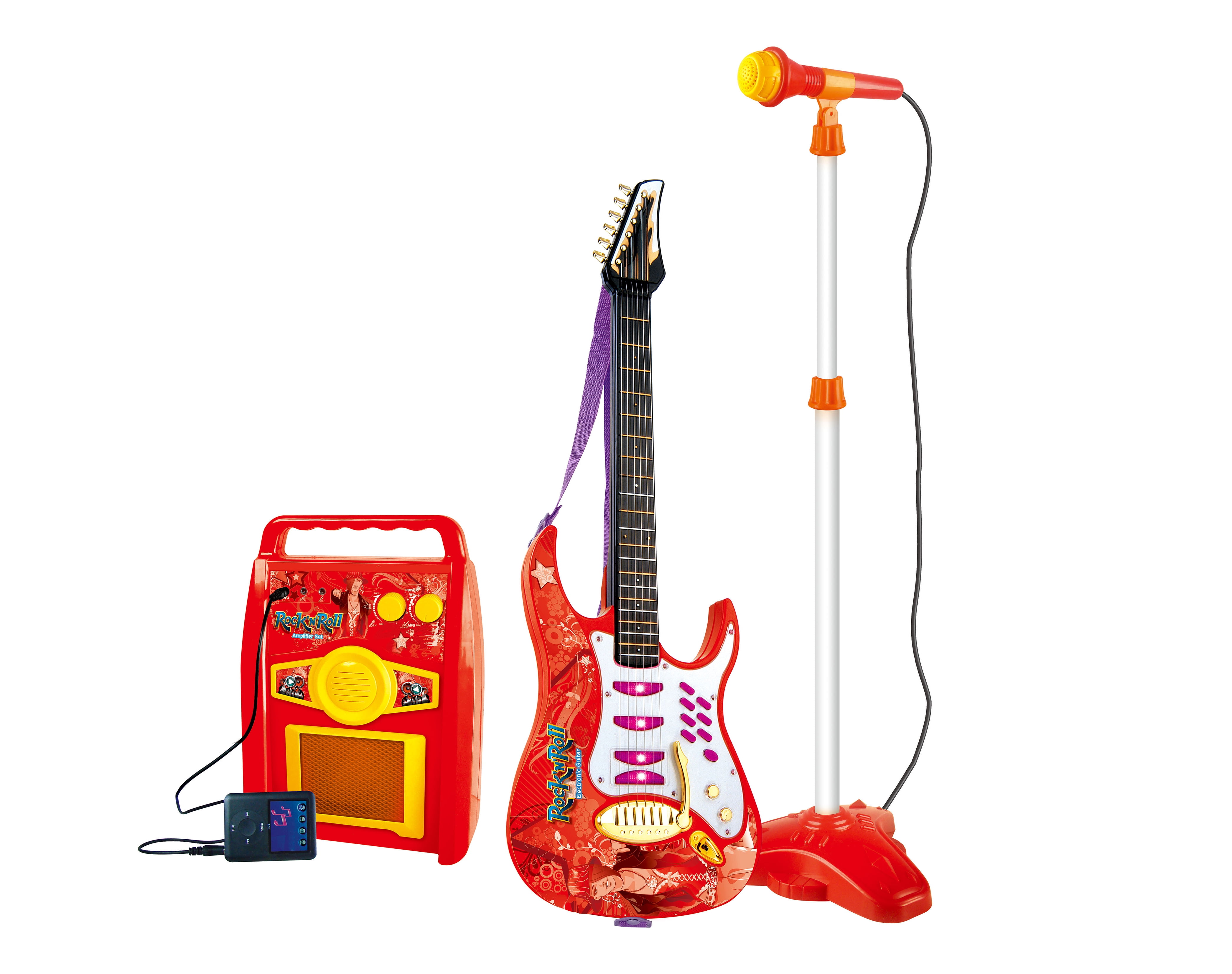 Children's toy electric guitar input mp3 microphone with stand amplifier 