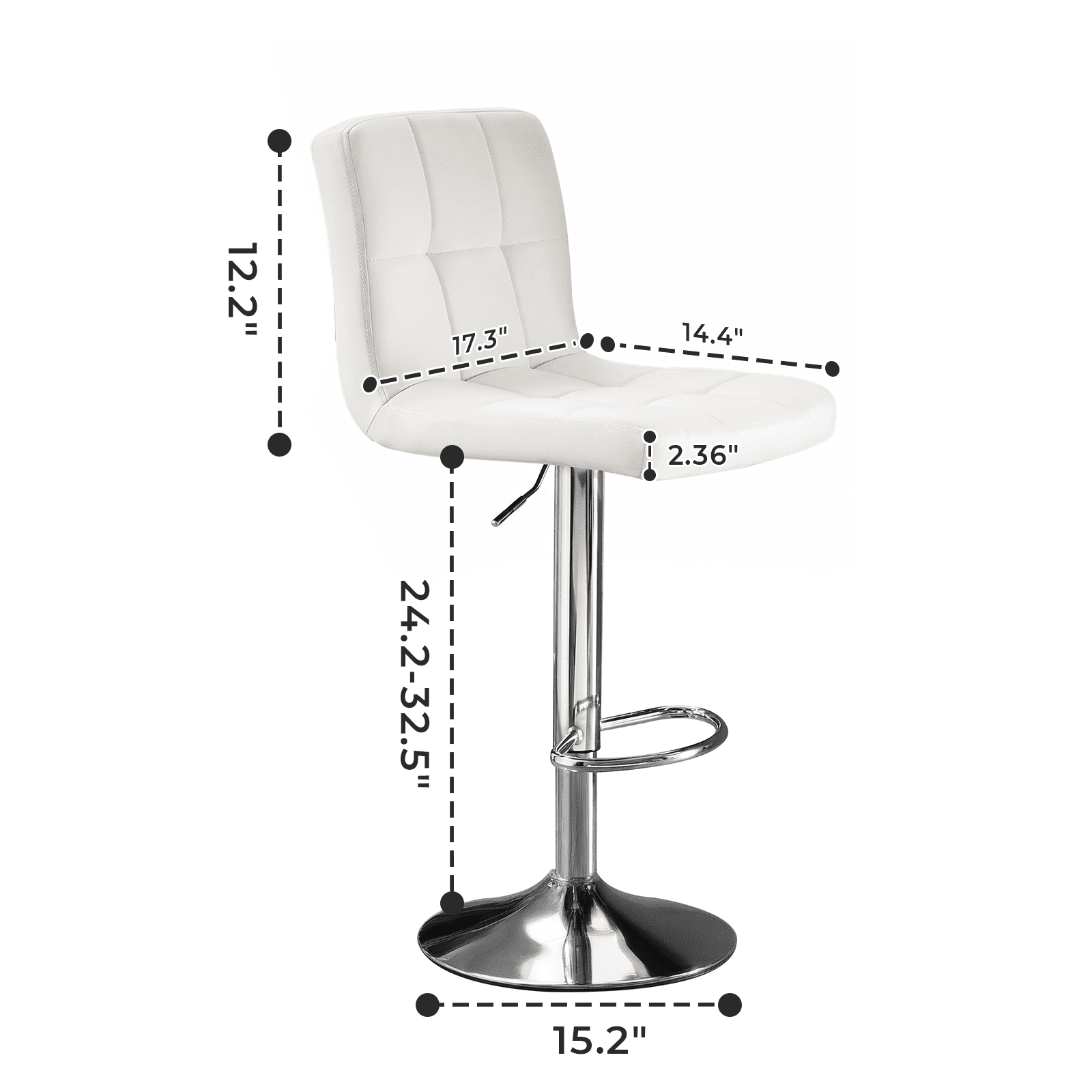 Alvantor 2-Pack Bar Stools, PU Leather Height Adjustable Swivel/ Armless Barstools, Hydraulic Kitchen Counter Height Bar Chairs, Made of Waterproof Polyurethane Leather Material