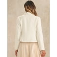 thumbnail image 3 of DARING DIVA Tweed Blazers for Women's Lapel Collar Blazer Jackets S White, 3 of 6