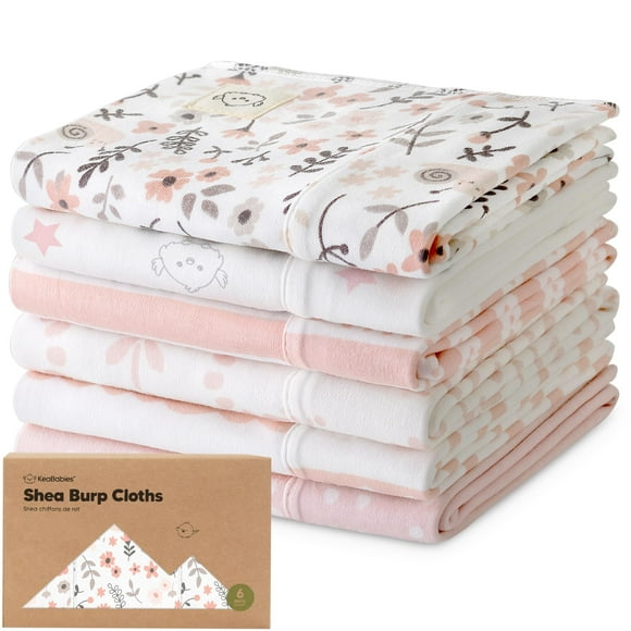 Paños para eructos KeaBabies de algodón orgánico, paquete de 6 unidades, para bebés y niñas