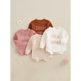 thumbnail image 3 of Suealasg Baby Boys Girls Sweater Romper Long Sleeve Round Neck Letter Embroidery Knit Bodysuit Infant Boys Girls Winter Playsuit, 3 of 9