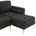 thumbnail image 7 of 85" Burlap Fabric Sectional Sofa Couch with Reversible Chaise, L-Shape Couch with Bolster Pillows and Metal Legs, 3 Seats Futon Couch Sofa for Living Room Apartment Small Space, Black, 7 of 7