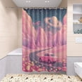 thumbnail image 6 of 4-Piece Bathroom Set with Waterproof Shower Curtain with Non-Slip Bath Mat, U-Shaped Mat & Toilet Lid Cover A Pink Landscape, 6 of 8