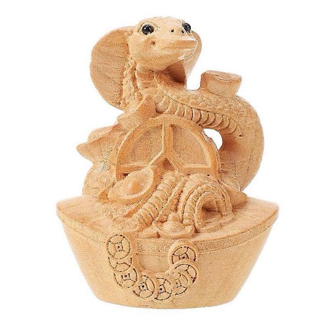 Chinese Snake Statue Hand Carved Wooden Feng Shui Decoration Statue