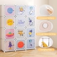 thumbnail image 2 of OLAKIDS Children Wardrobe, Kid Closet Portable Baby Dresser Cute for Kids Bedroom Nursery Armoire with Doors 12 Cube 2 Hanging Sections, Kid Clothes Storage Organizer (White, 12 Cubes), 2 of 9