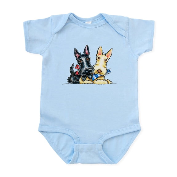 CafePress - Scottie Gingham Cuties Body Suit - Baby Light Bodysuit, Size Newborn - 24 Months