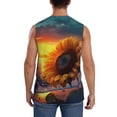 thumbnail image 4 of Fotbe Sunset Coast Sunflower Men's Camiseta sin Mangas Estampada para Hombres, Playera Casual para Gimnasio, Entrenamiento, Playa-Medium, 4 of 7