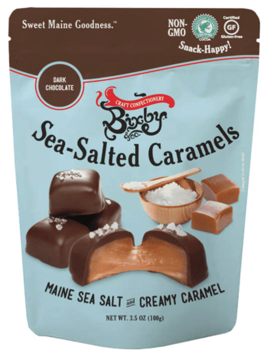Bixby Dark Chocolate Sea Salted Caramels, 3.5 Ounce, Made in Maine, Gluten Free