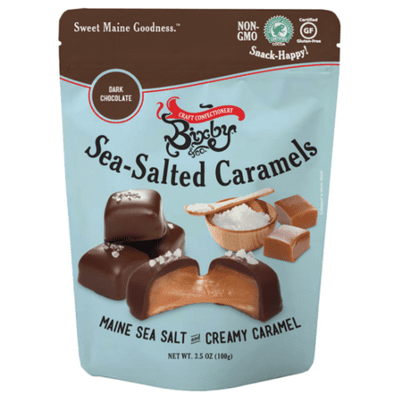 Bixby Dark Chocolate Sea Salted Caramels, 3.5 Ounce, Made in Maine, Gluten (Best Sea Salt Caramels)
