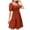 Wine, variant on VSSSJ Womens Smocked Square Neck Tiered Ruffle Mini Dresses Puff Short Sleeve Casual Vacation Solid Color Tunic Dress Red M