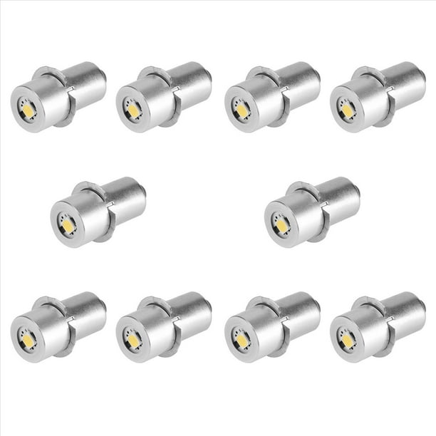 10X 1W P13.5S Bombilla de Linterna Led, 100 - 110Lm 2700 - 7000K Bombilla de Repuesto Lámpara de Trabajo de Emergencia (3V)