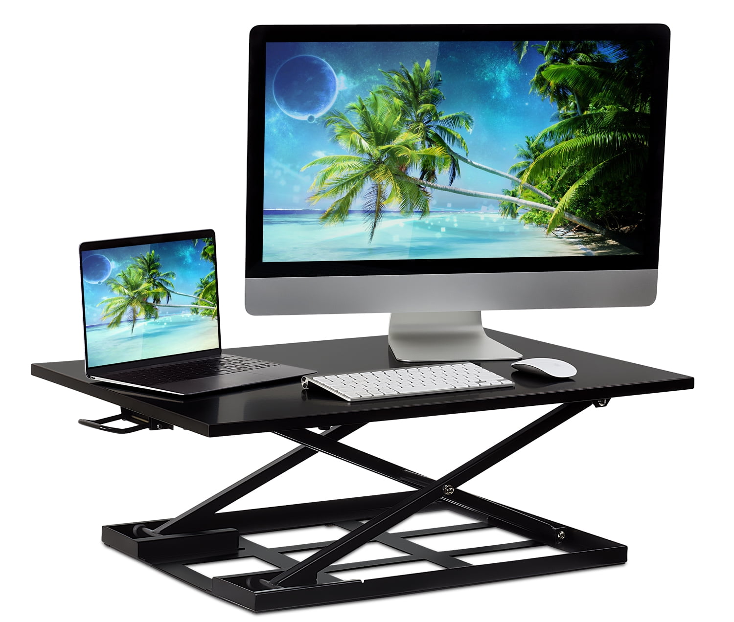 MountIt! Standing Desk Converter 32x22 Inch Preassembled Stand Up Desk Converter Black