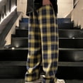 thumbnail image 4 of Men's Sweatpants Plaid Print Drawstring Waist Straight Leg Long Sweatpants Y2k Streetwear Cargo Pants with Pocket, 4 of 4