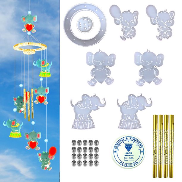 Artesanía Juego de moldes de resina, campanas de viento, moldes de silicona para campana de viento DIY (A) Tmvgtek Decoración hogareña