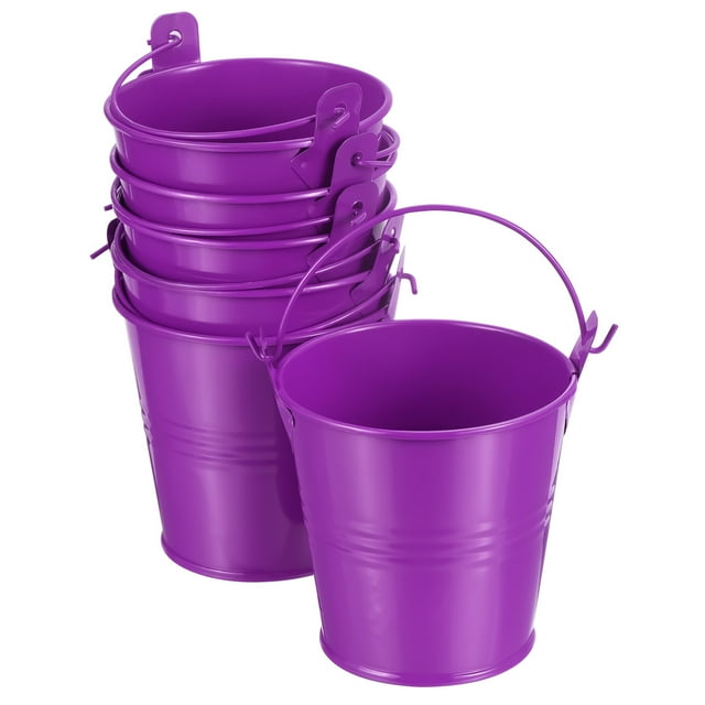 Cubos Metálicos Pequeños Uxcell Coloridos para Suculentas Cesta de Fiesta Baldes Decorativos Morados 6 Paquete