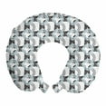 thumbnail image 1 of Abstract Travel Pillow Neck Rest, Grunge Sketchy Circle Shapes Ornamental Vintage Geometric Forms Print, Memory Foam Traveling Accessory Airplane and Car, 12", Baby Blue Grey Black, by Ambesonne, 1 of 2