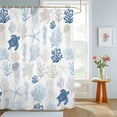 thumbnail image 4 of Shower Curtains for Bathroom, Navy Blue Coastal Waterproof Fabric Shower Curtain, Nautical Summer Beach Coral Sea Turtle Decorative Bathroom Curtain for Bathtub, 66"x72", No Hooks Included, 4 of 9